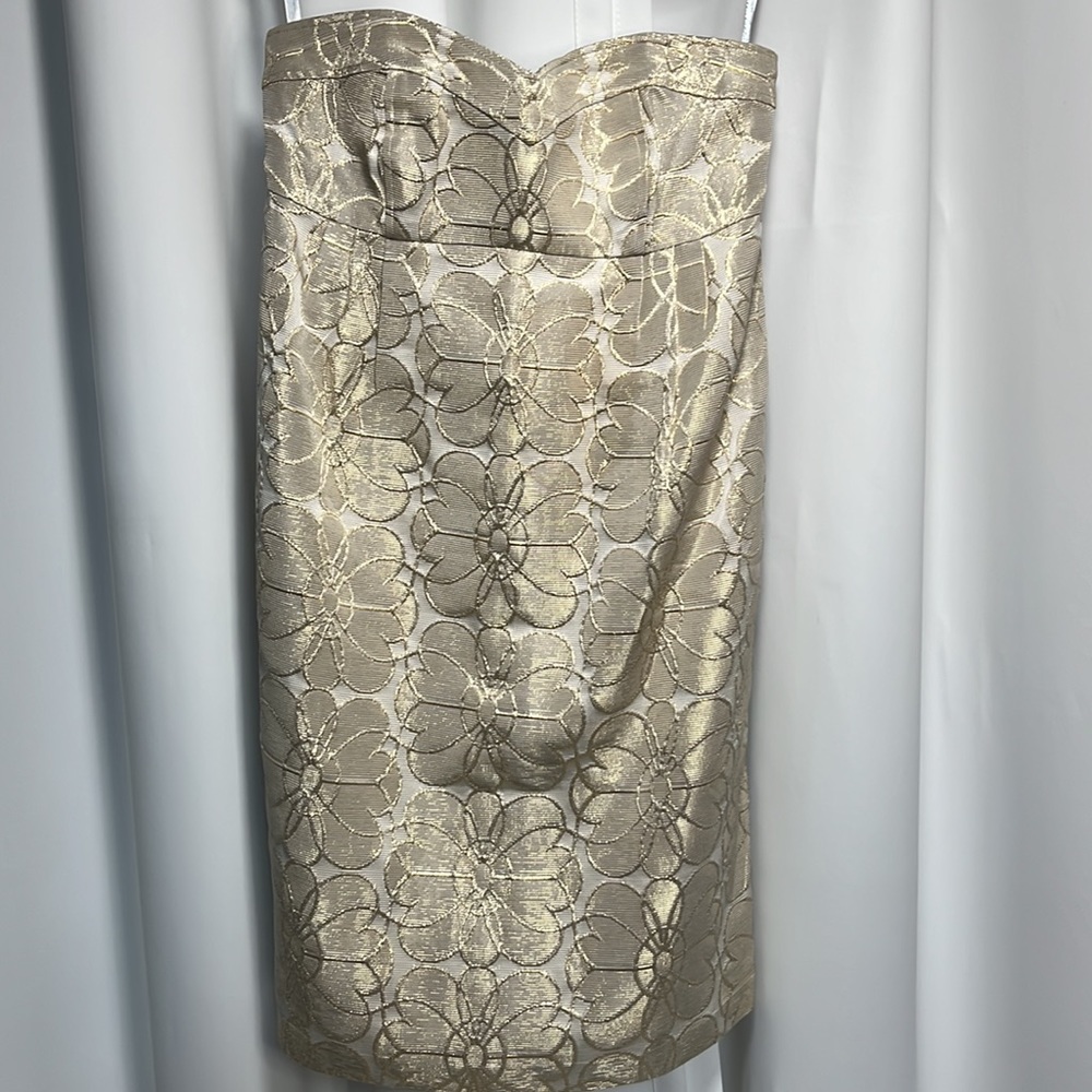 Shoshanna gold brocade cocktail dress size 2